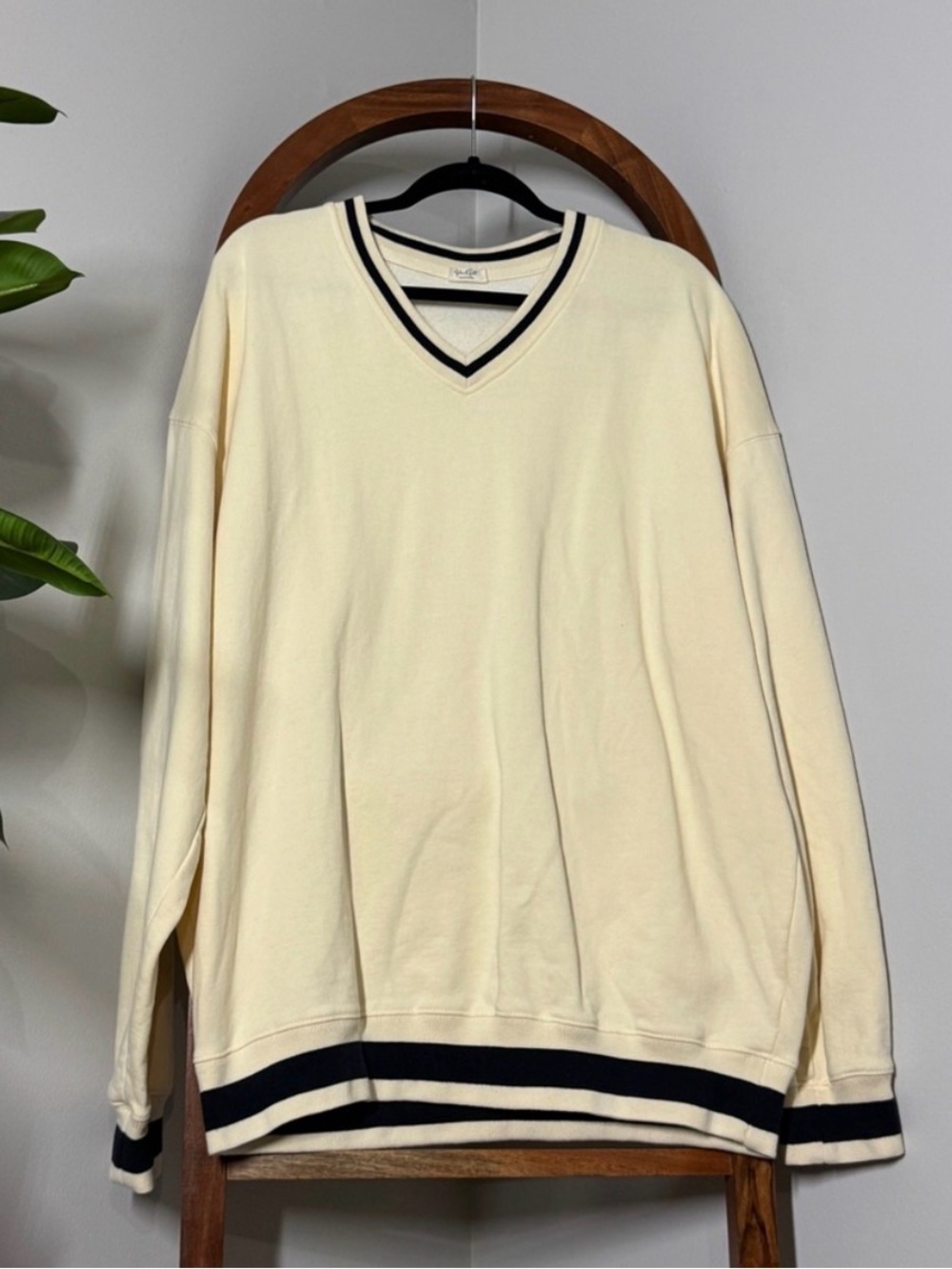 Brandy Melville John Galt Cream Oversized V Neck Erica Sweatshirt